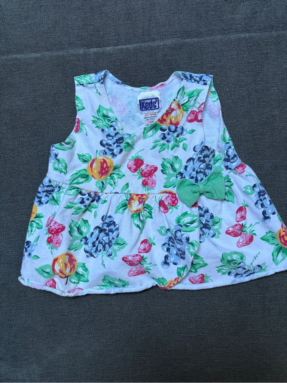 Vintage 90s Keds Fruit Print Dress 🍓🍇 24M Cotton Summer Toddler Dress